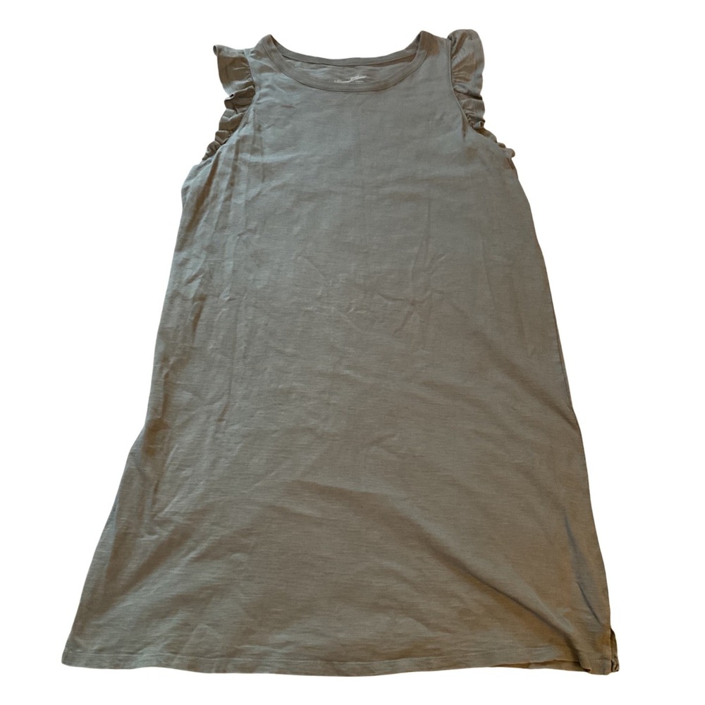 Universal Thread Olive Green Ruffle‎ Shoulder Slub Knit Mini Shift Dress Womens